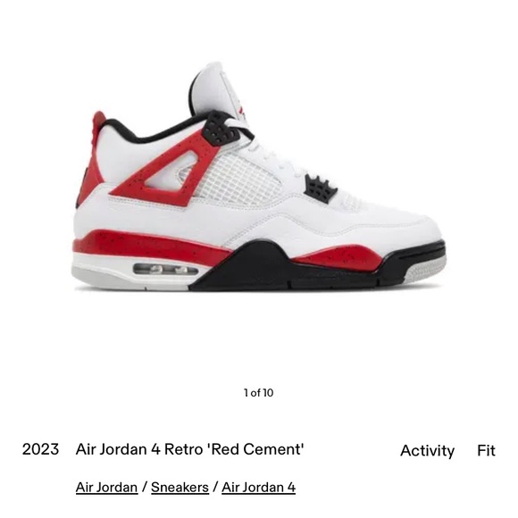 Air Jordan 4 Retro 'Red Cement' size 8.5 Mens - Picture 1 of 8